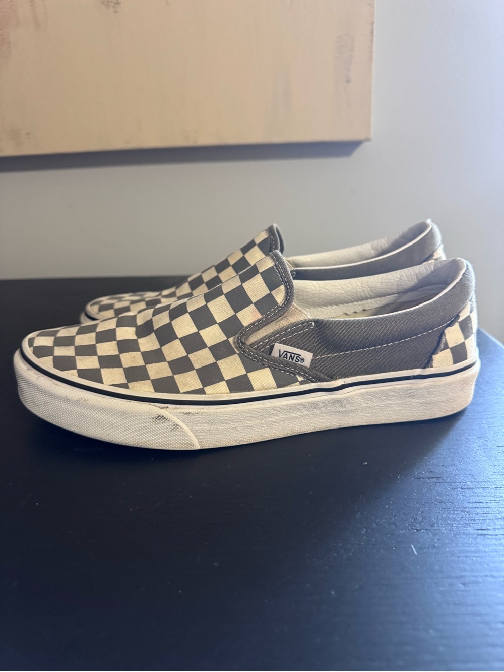 Vans Checkerboard Slip-On Sneakers in Black and White